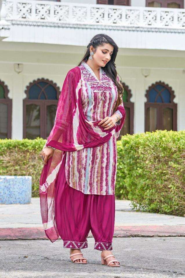 New Launching Afghani Pink Cotton Designer Kurti With Bottom And Dupatta  Collection Catalog