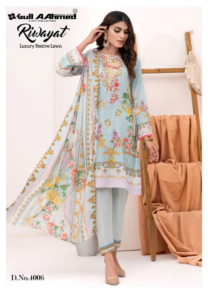 Gull A Ahmed Riwayat Vol 4 Lawn Cotton Pakisthani Suit INDIA