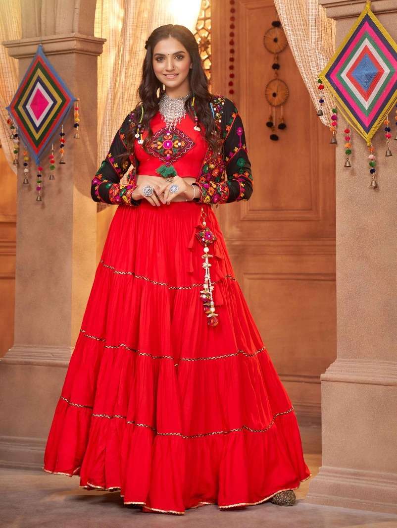 green emerald velvet dress Traditional kedia with tulip pant for Women's navratri Festival Fashio main image 1