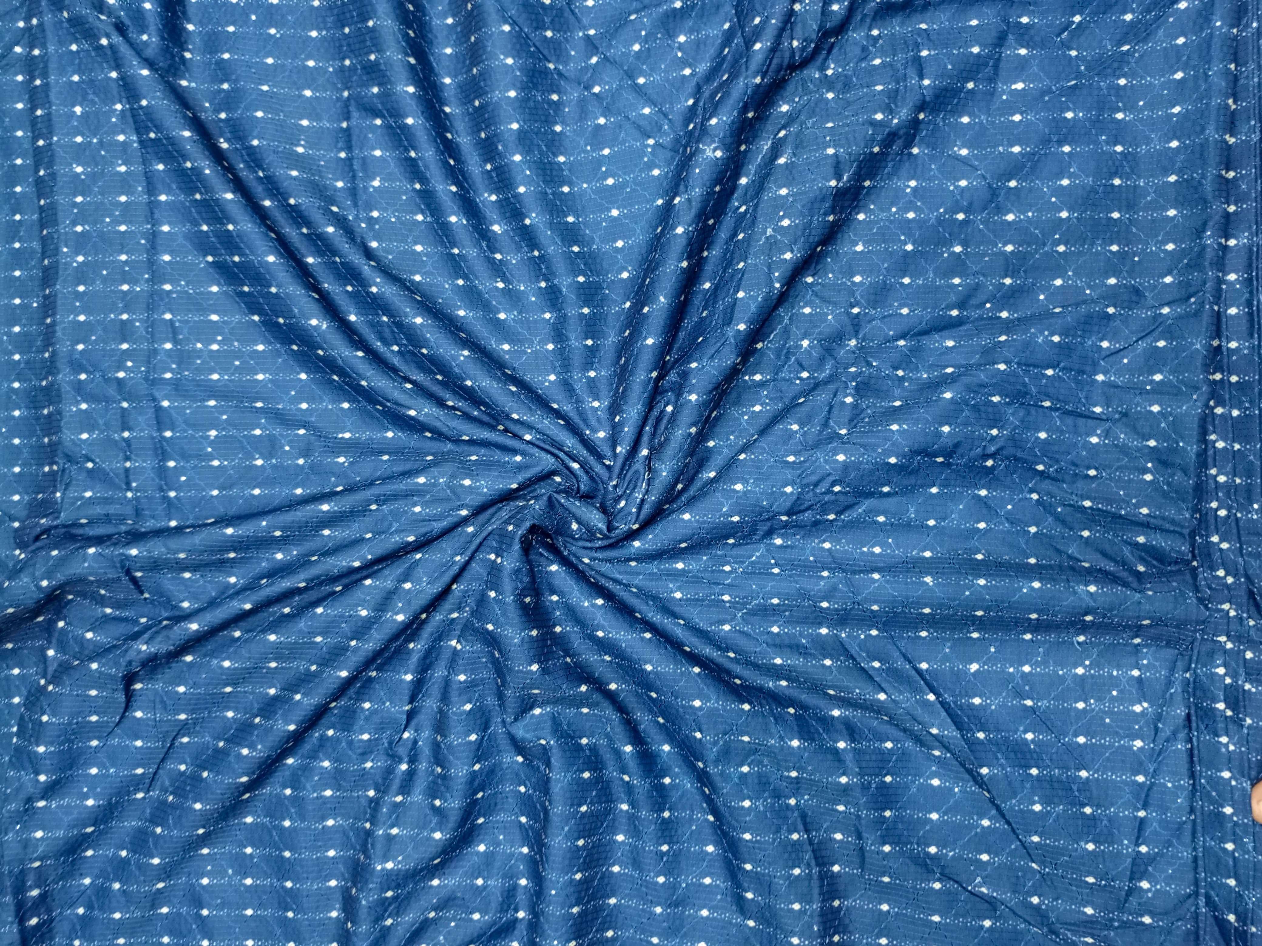 Blue Digital Crochet Work Kurta Fabric Wholesale market in india