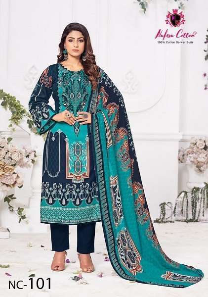 Nafisa Cotton Mahera Karachi Suits Cotton Dress Material Wholesale Supplier