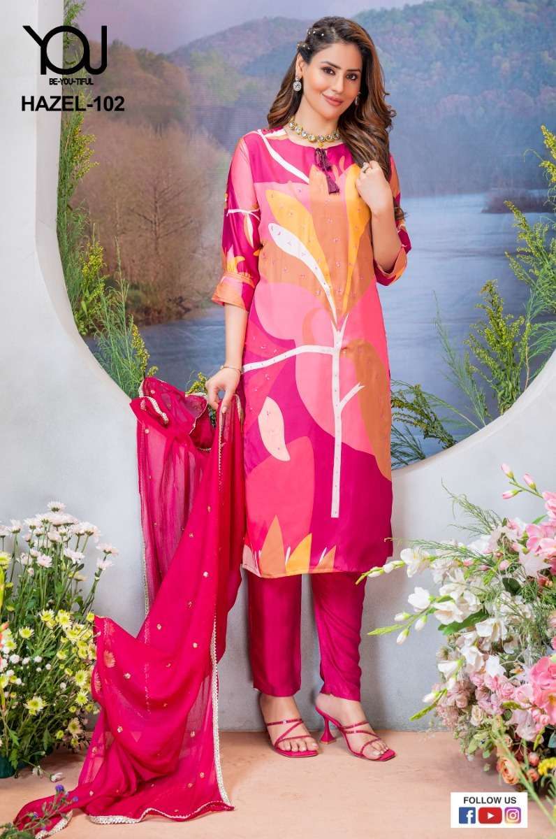 Viscose Dyed Georgette,Hand Print Kurti With Digital Satin silk print