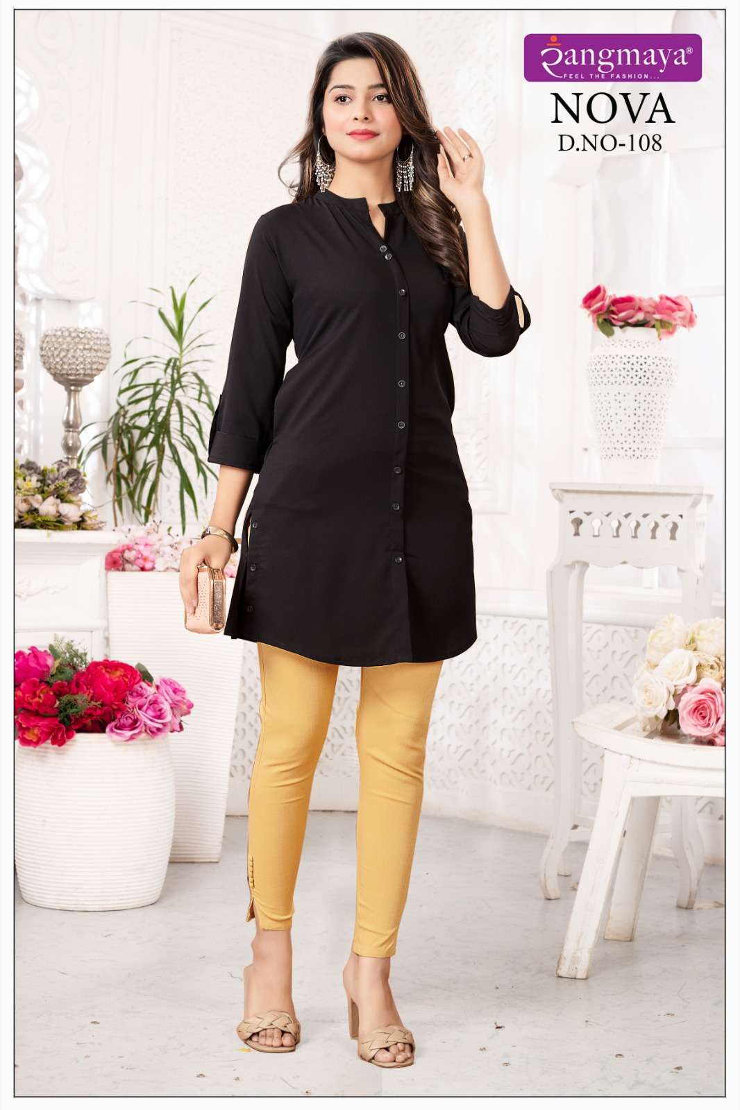 Black Georgette Cotton Embroidered Tunic Top, Size: Medium at Rs 599/piece  in Surat