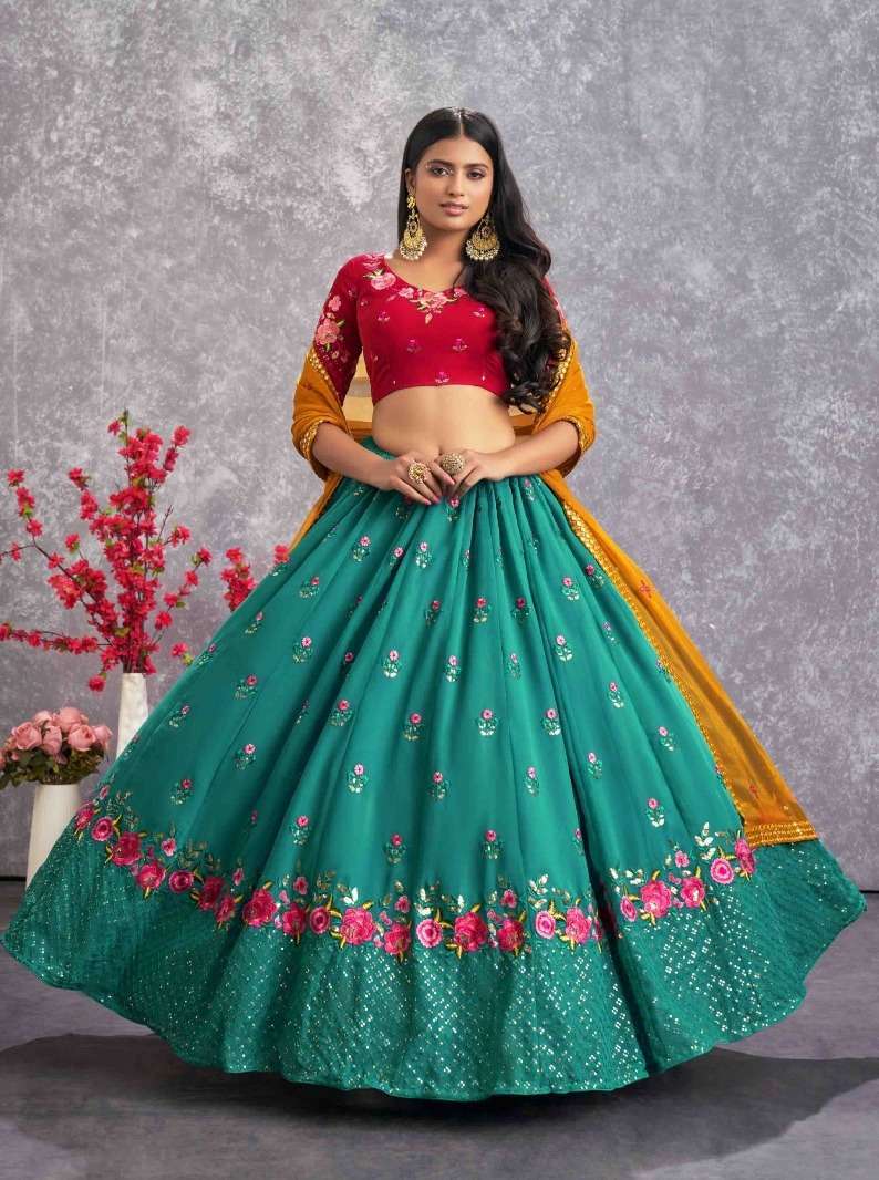 Buy KREATAGHNA COLLECTION Women's Georgette Embroidered Semi-Stitched  Lehenga Choli With Dupatta(Green Wedding,Bridal,Latest,Lehenga Free Size)  Online at Best Prices in India - JioMart.