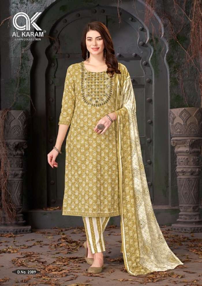 Al Karam Heritage 2 Self Embroidery Work Dress Material manufacturers and exporters in surat