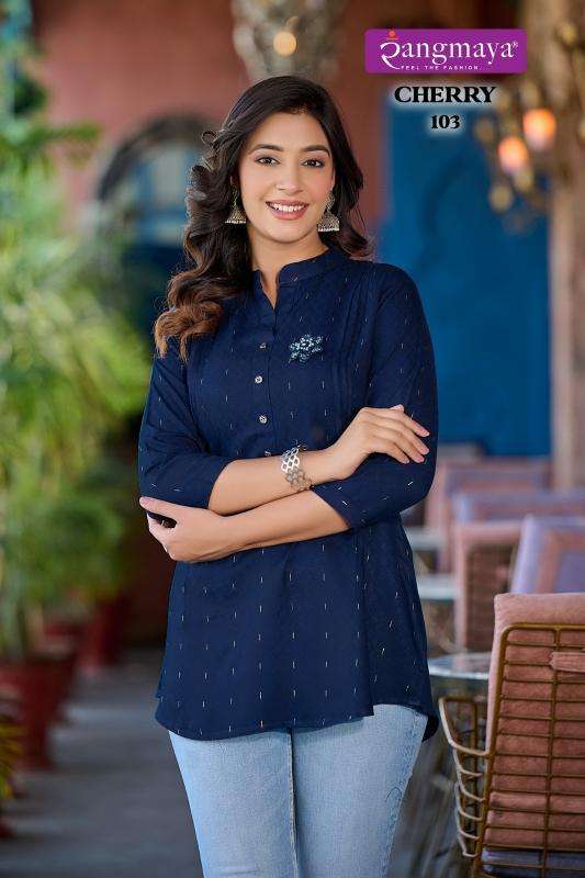 Rangmaya Cherry Rayon Dobby Tunic Top Latest kurti designs
