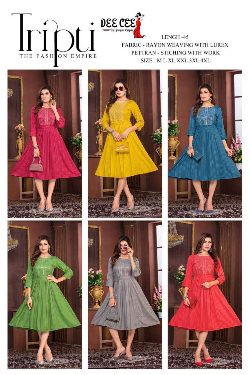 DeeCee TRIPTI DESIGNER  RIYON Kurti Wholesale