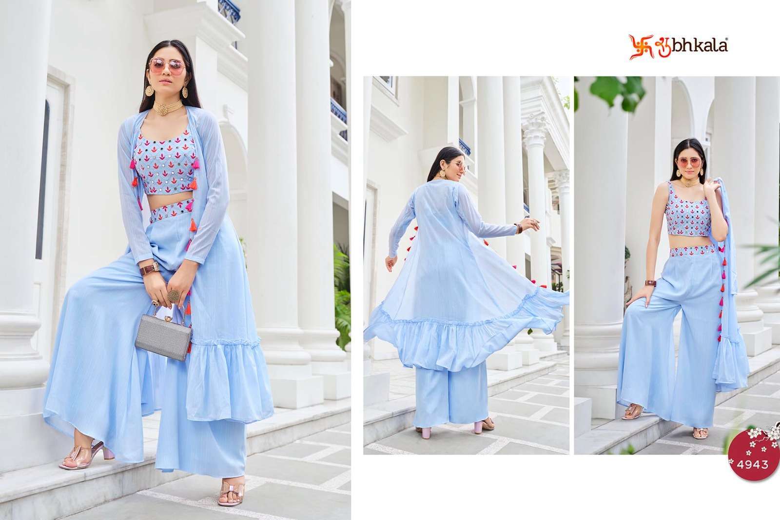 FLORY VOL. 38 mbroidered Stitched Koti Style Palazzo Co-Ords Set Kurti Wholesale