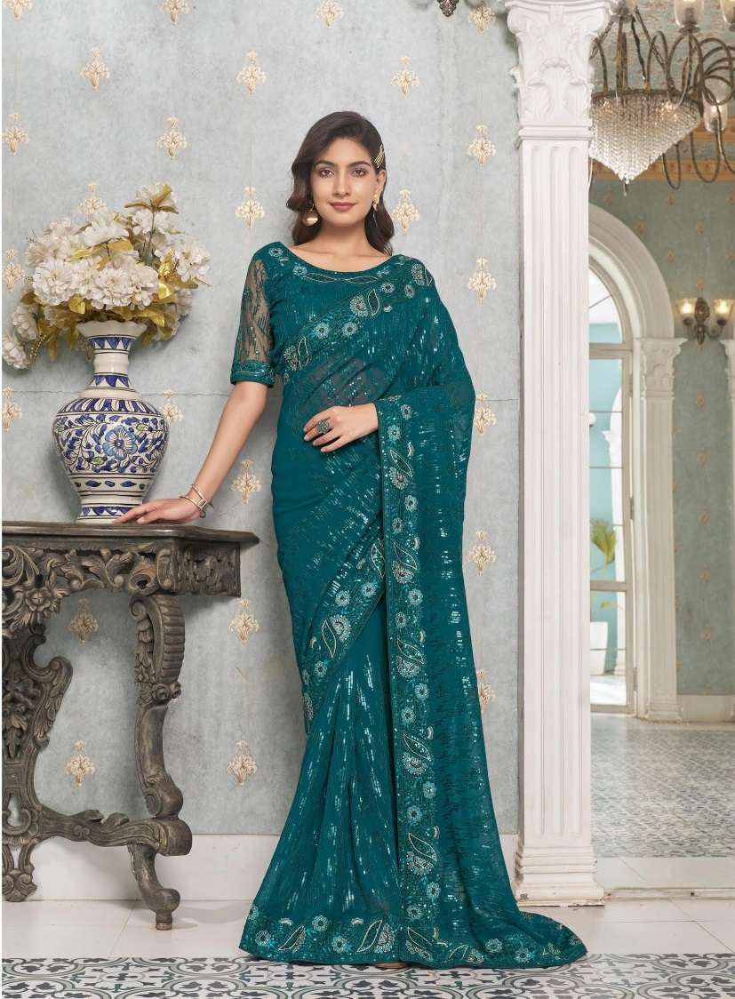 Kalista Lime Light Designer Sequance Worked Georgette Saree