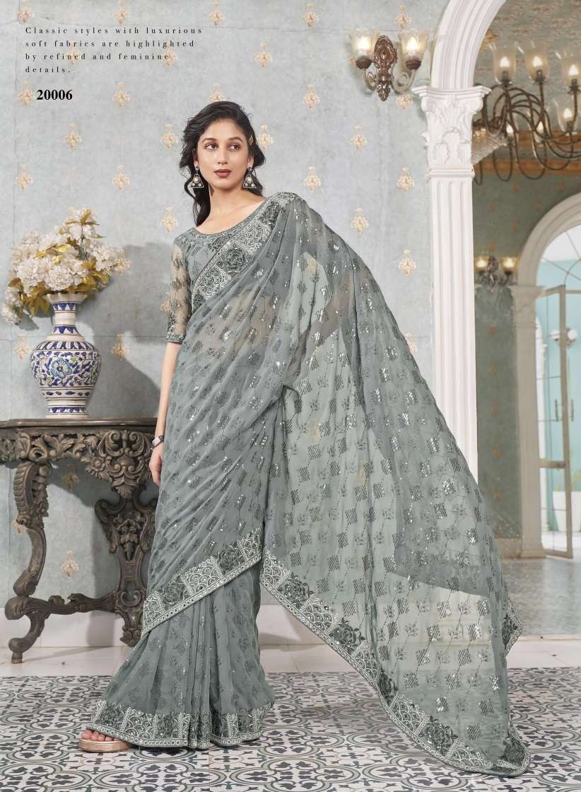 Kalista Lime Light Designer Sequance Worked Georgette Saree