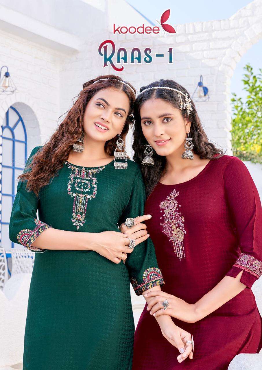 	 Koodee Raas-1 Reyon designer  Kurti Wholesale 