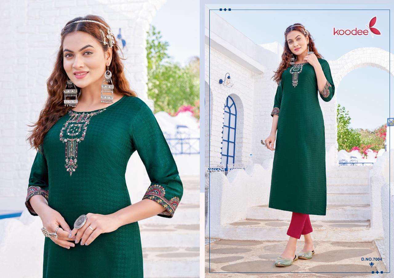 	 Koodee Raas-1 Reyon designer  Kurti Wholesale 