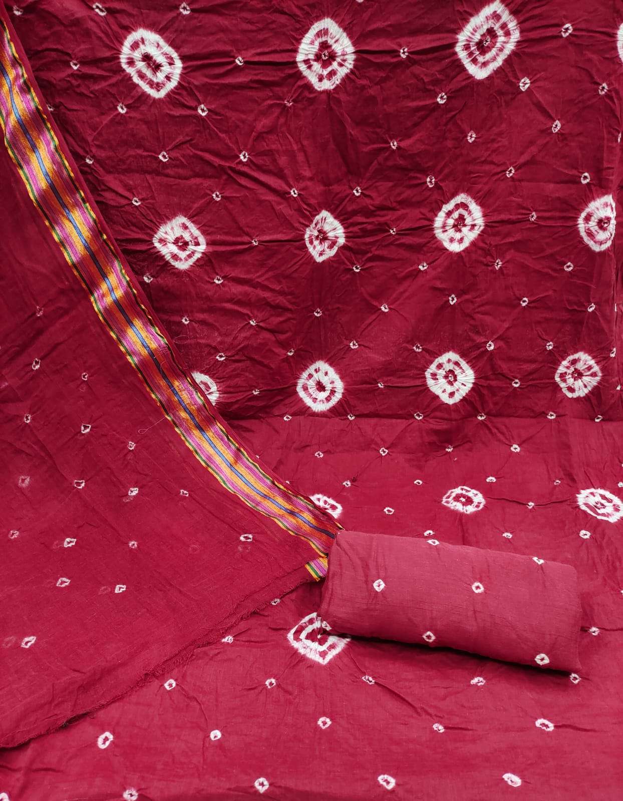 Meena Cotton Hand Bandhej Dress Material 