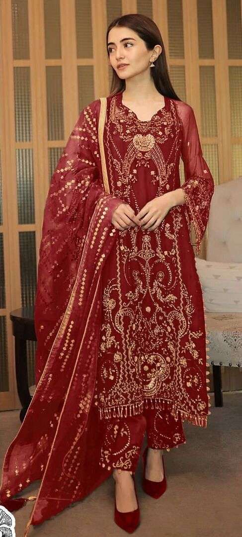 Zaha Mallika 10056 Hit Colours Georgette Pakistani suit