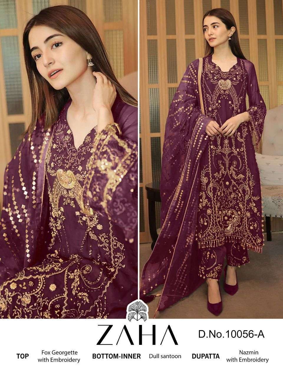 Zaha Mallika 10056 Hit Colours Georgette Pakistani suit