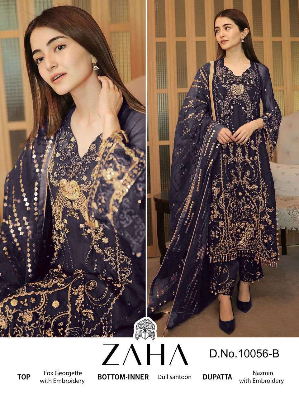 Zaha Mallika 10056 Hit Colours Georgette Pakistani suit