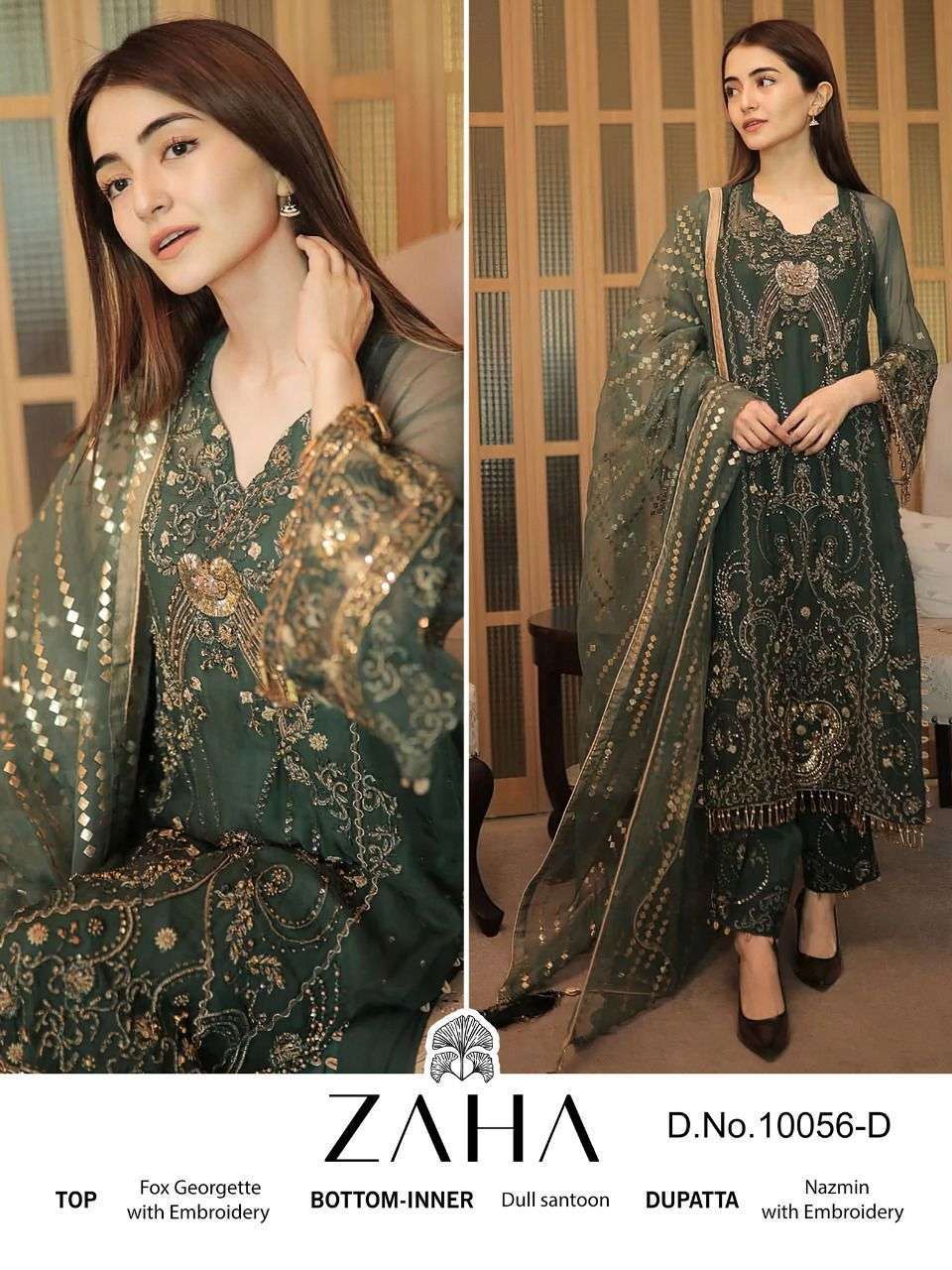 Zaha Mallika 10056 Hit Colours Georgette Pakistani suit