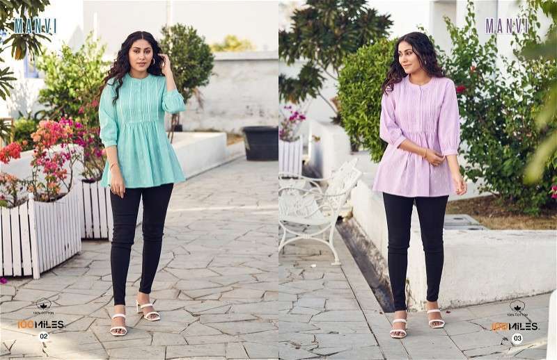 100 Miles Manvi Pure Cotton Fancy Western Top Collection