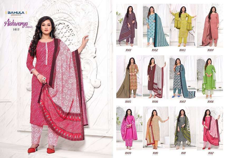 Bahula Aishwarya Jaipuri Vol-1 Cotton -Kurti Pant With Dupatta Wholesale market in india