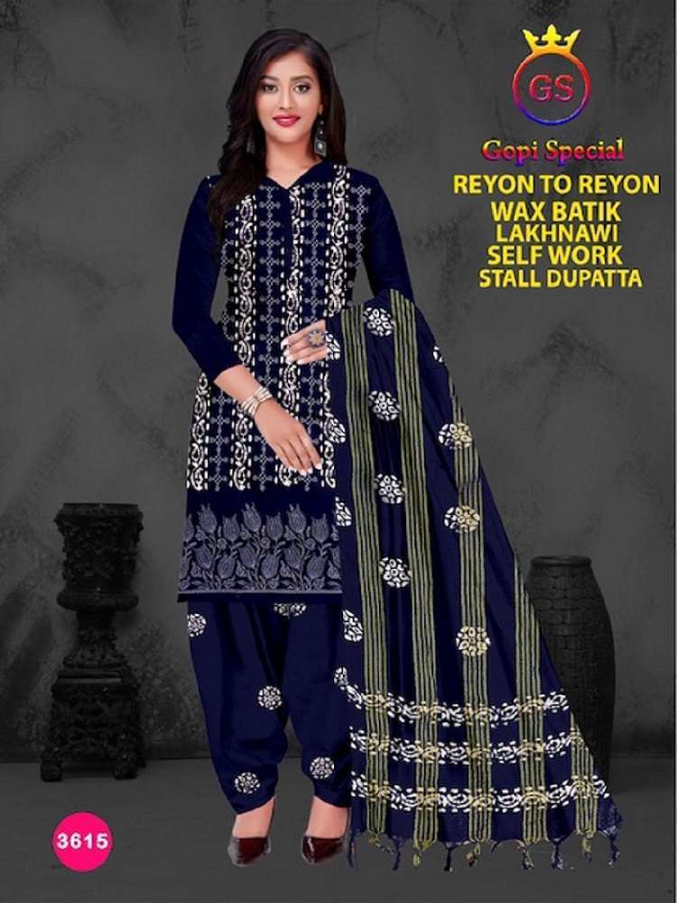 Gs Rayon Wax Batic Lakhnavi Work Cotton Dress Material Wholesale