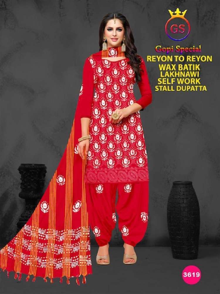 Gs Rayon Wax Batic Lakhnavi Work Cotton Dress Material Wholesale