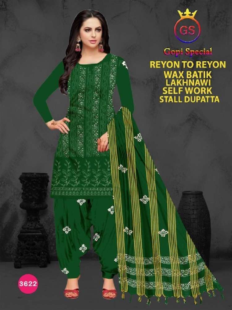 Gs Rayon Wax Batic Lakhnavi Work Cotton Dress Material Wholesale