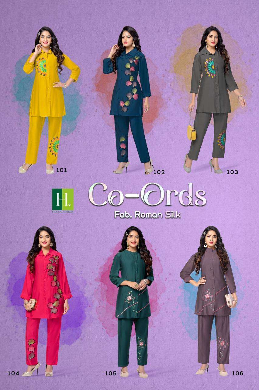 Hirwa Co Ords Roman Silk Designer Co Ord Set Collection 