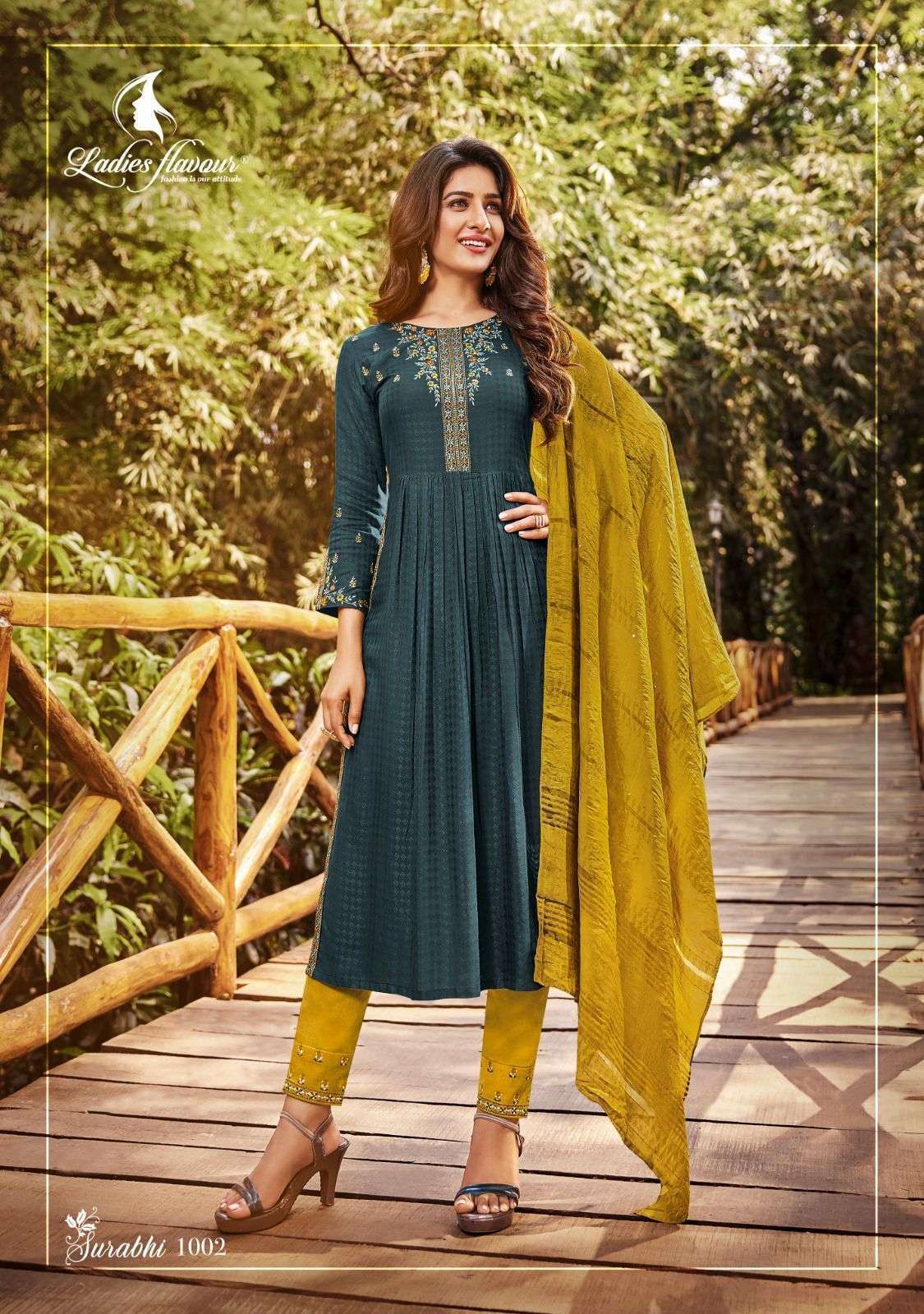 Ladies Flavour Surabhi Vol 1 Kurti Pant Dupatta Wholesale in india