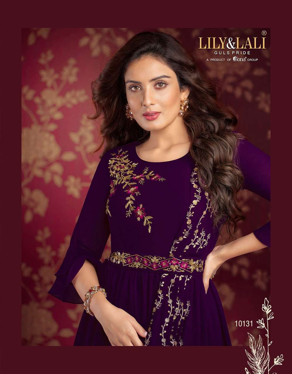 Lily & Lali Rosette Georgette Designer Gown Kurti Wholesale Price