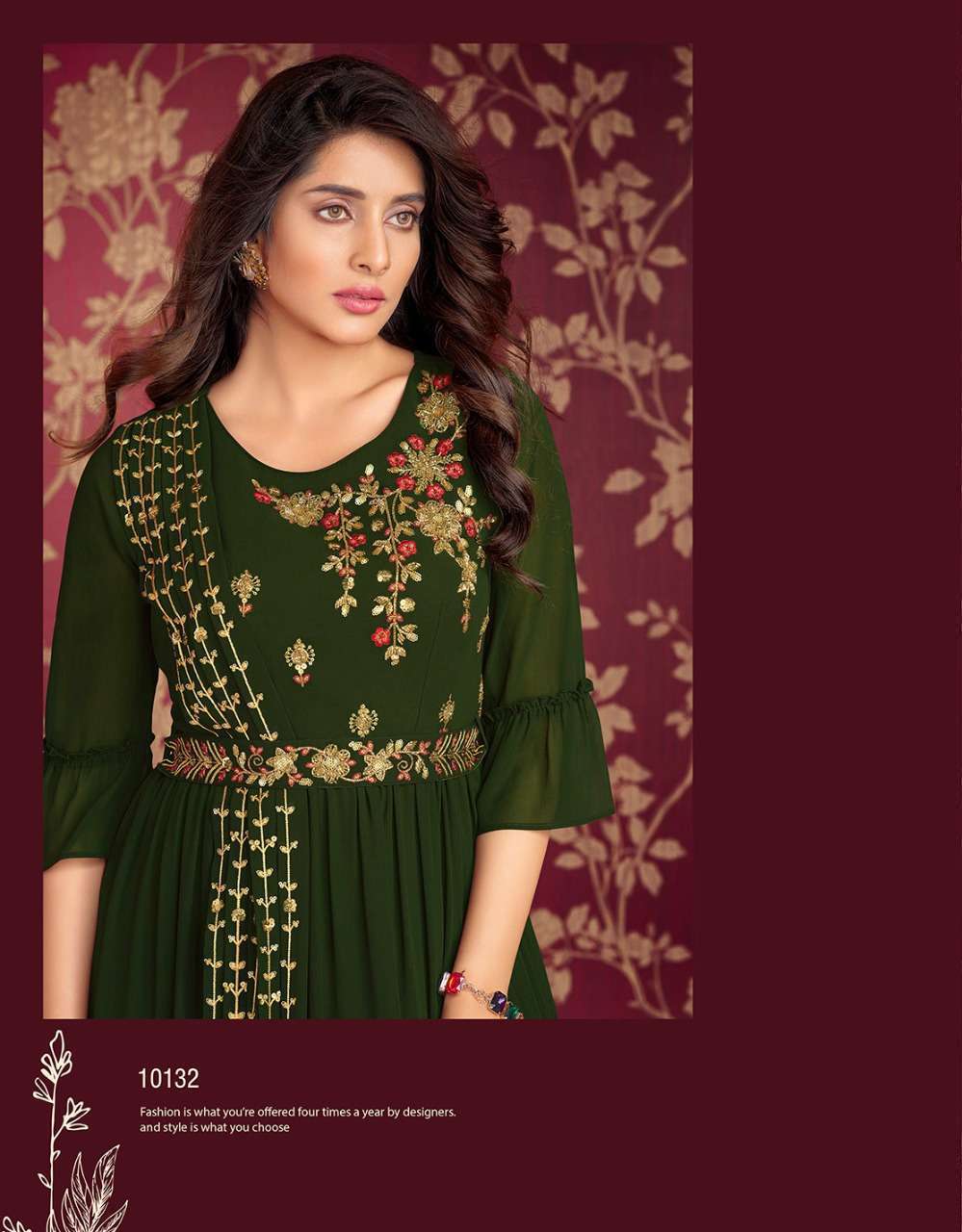 Lily & Lali Rosette Georgette Designer Gown Kurti Wholesale Price