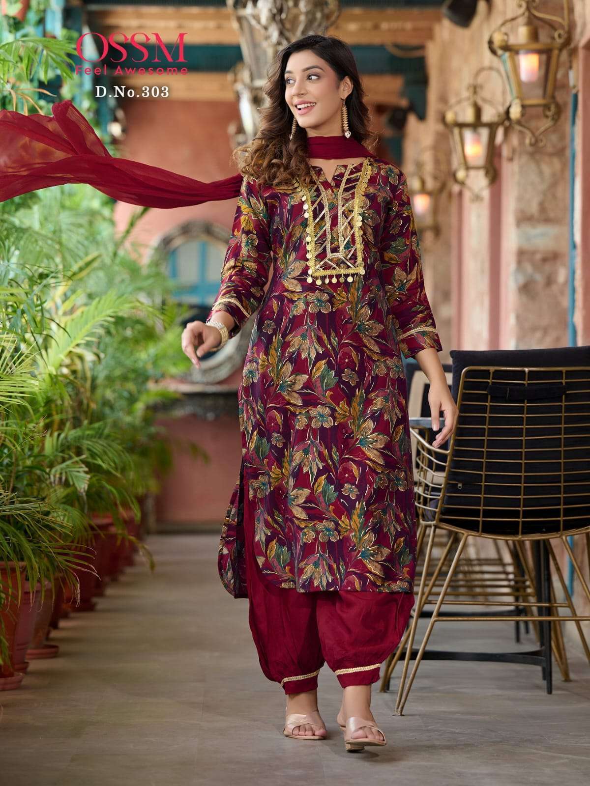 Afghani Style Pant with Cotton Hand block Print Long Gota Patti Kurta –  azrakhkurtis