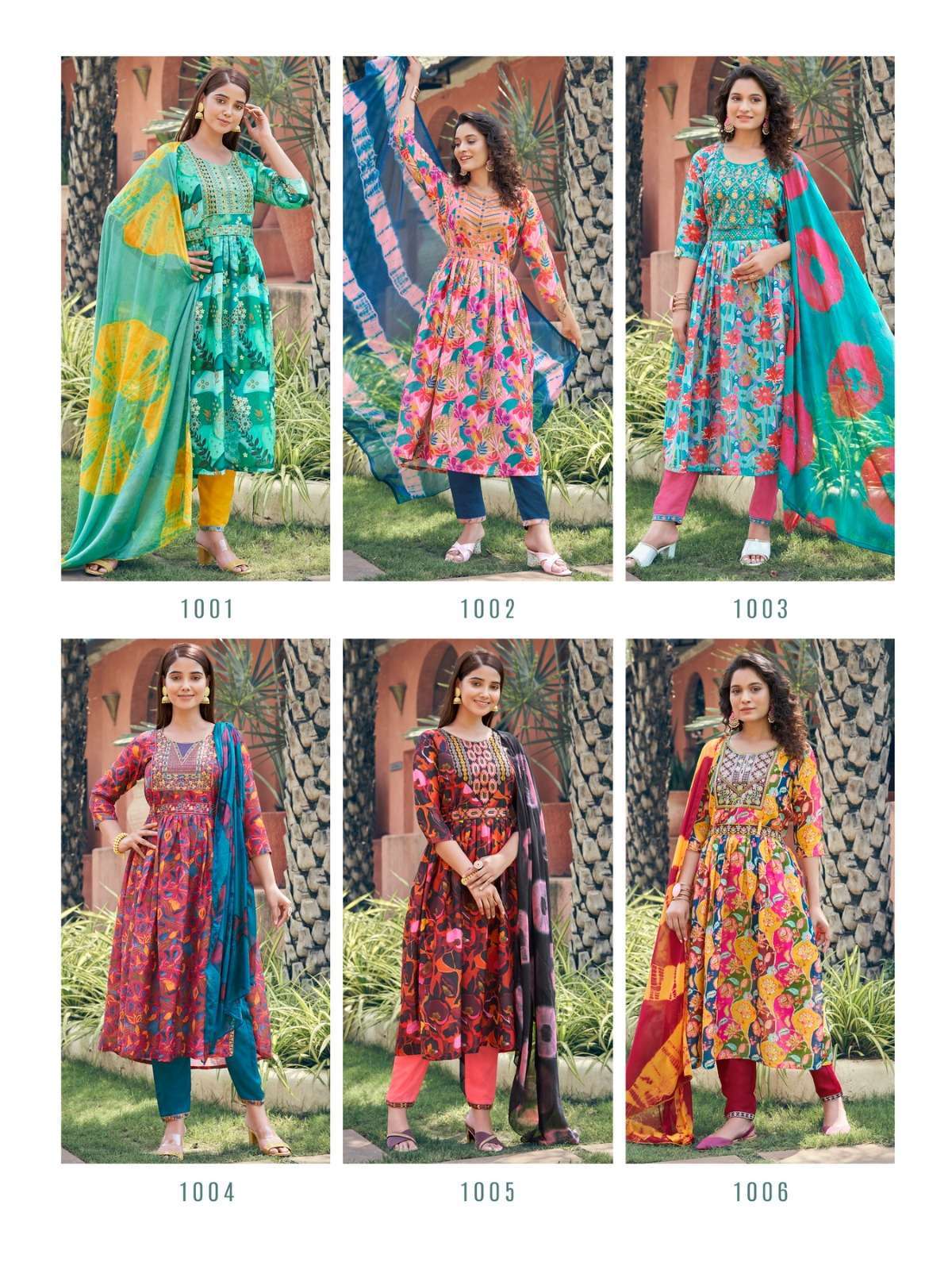 Parra Rangin Nayra Vol 1 Nayra Cut Kurti Pant With Dupatta Collection