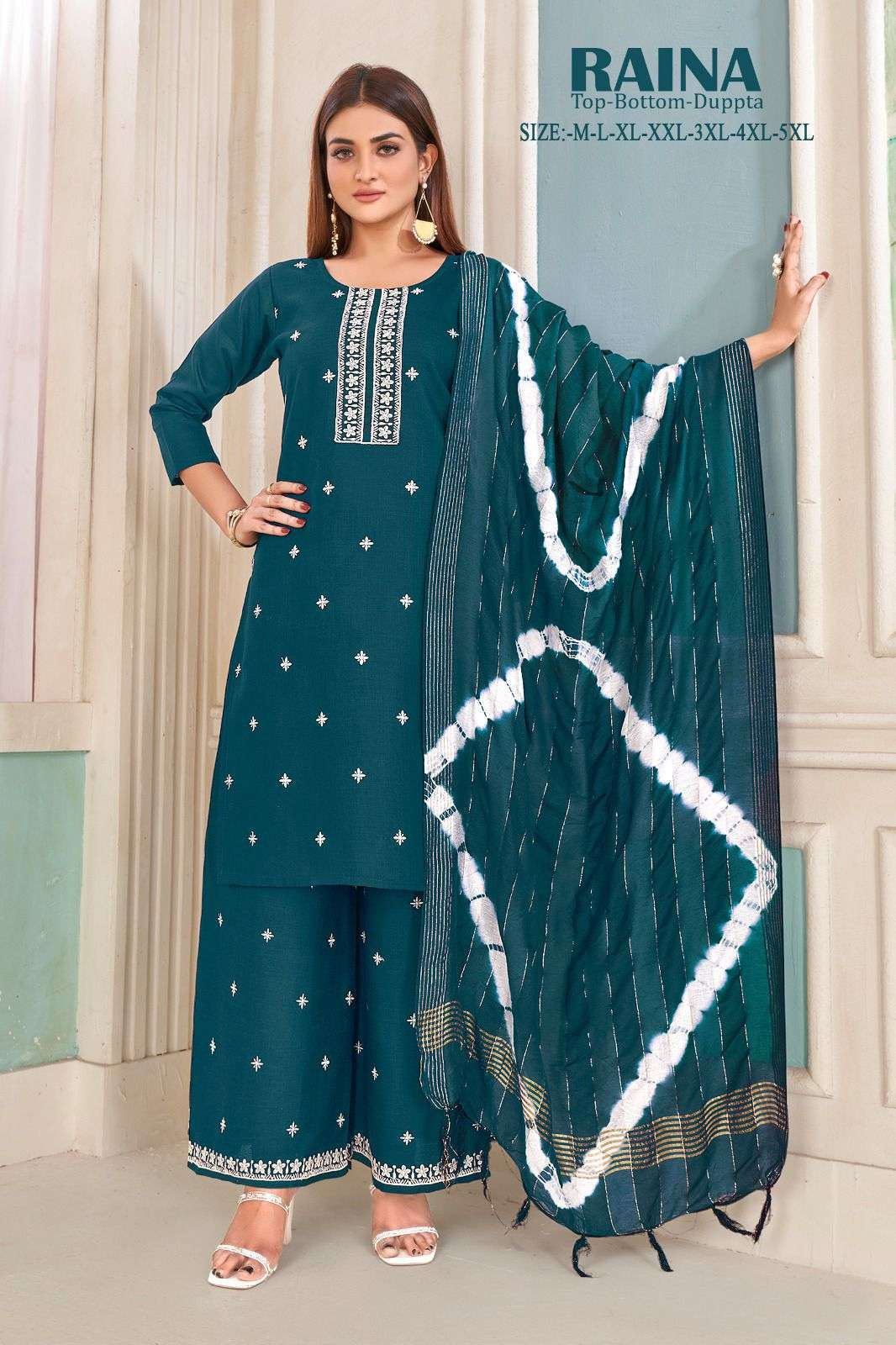 Raina 1001 Cotton Kurti Plazo With Dupatta Wholesale SURAT