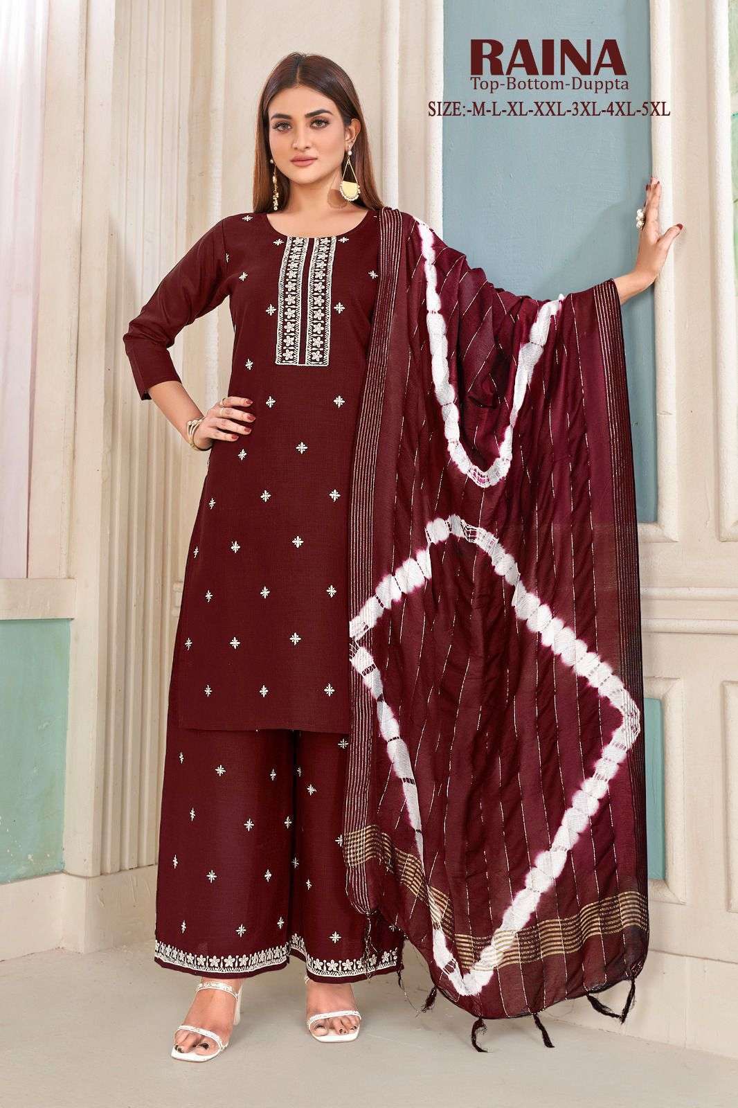 Raina 1001 Cotton Kurti Plazo With Dupatta Wholesale SURAT