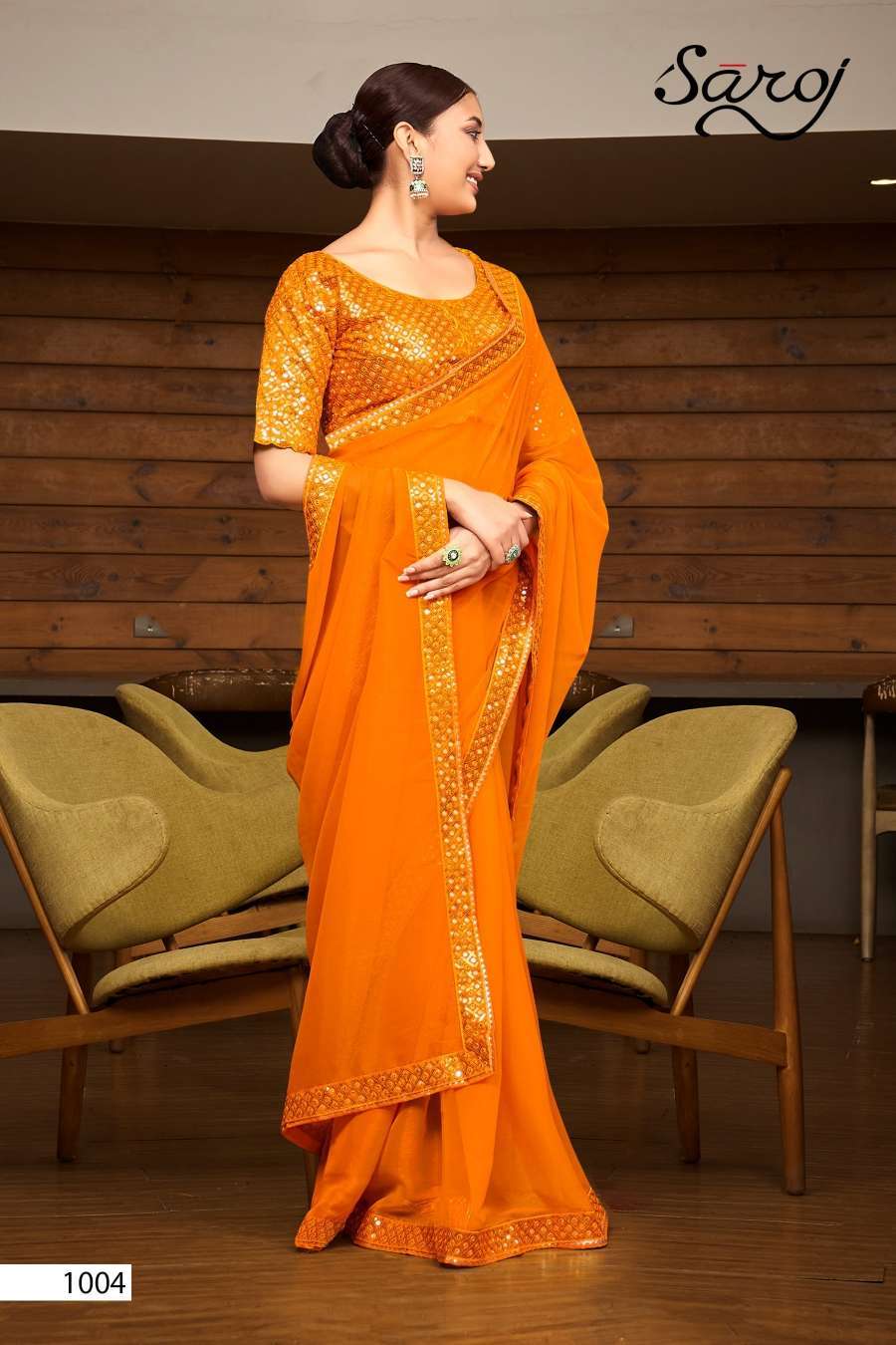 Saroj Filmfare Fancy Simmer Chiffon Saree