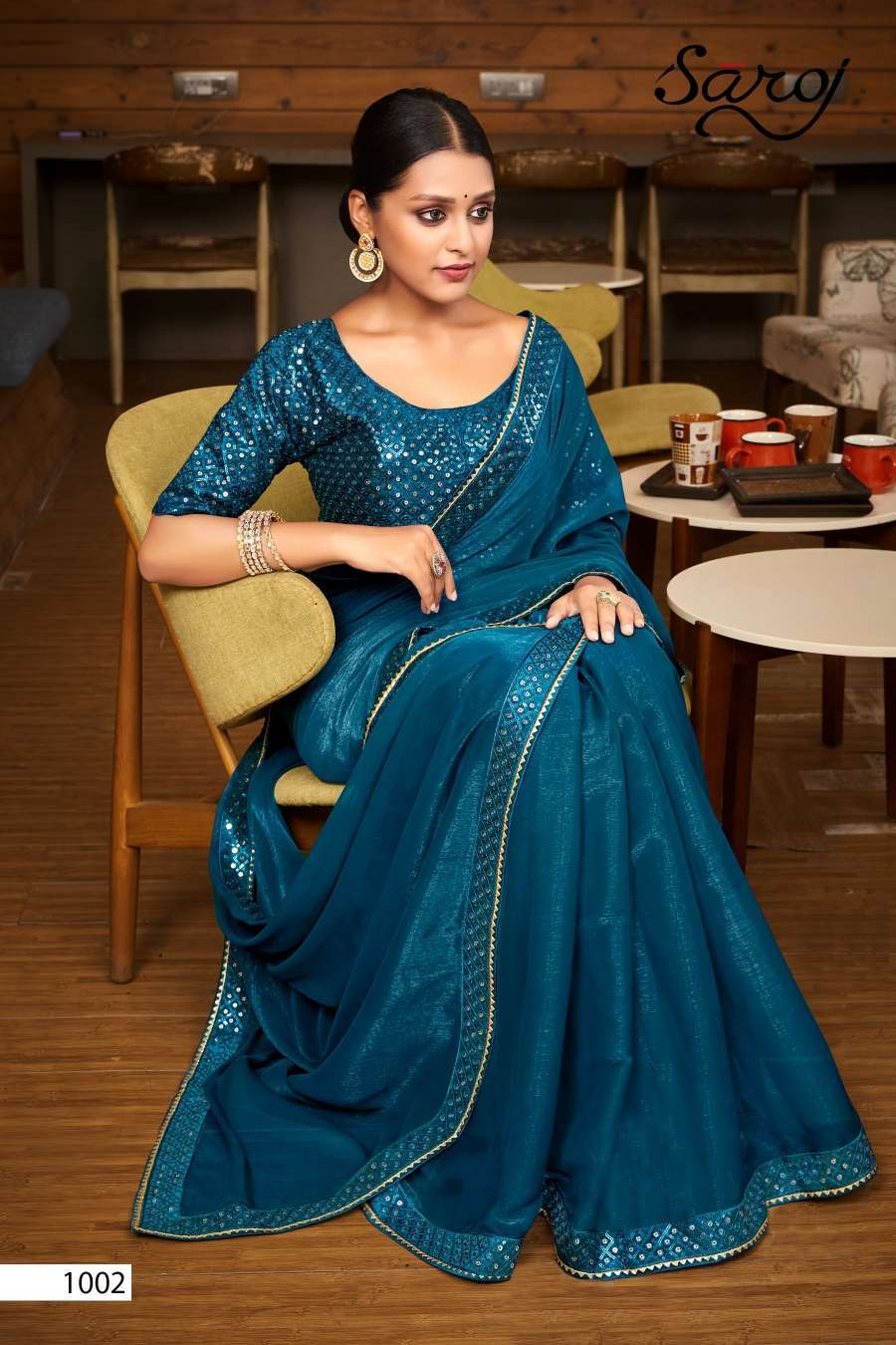 Saroj Filmfare Fancy Simmer Chiffon Saree