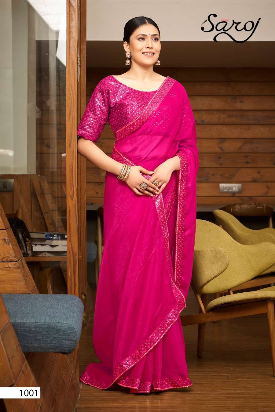 Saroj Filmfare Fancy Simmer Chiffon Saree