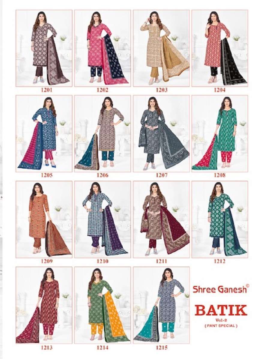 Shree Ganesh Batic Vol-2 Cotton Dress Material Wholesale market in surat