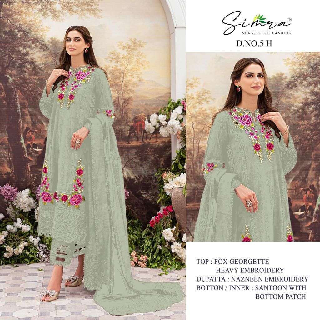 Simra S 5 G To J Georgette Pakistani Salwar Suits wholesale
