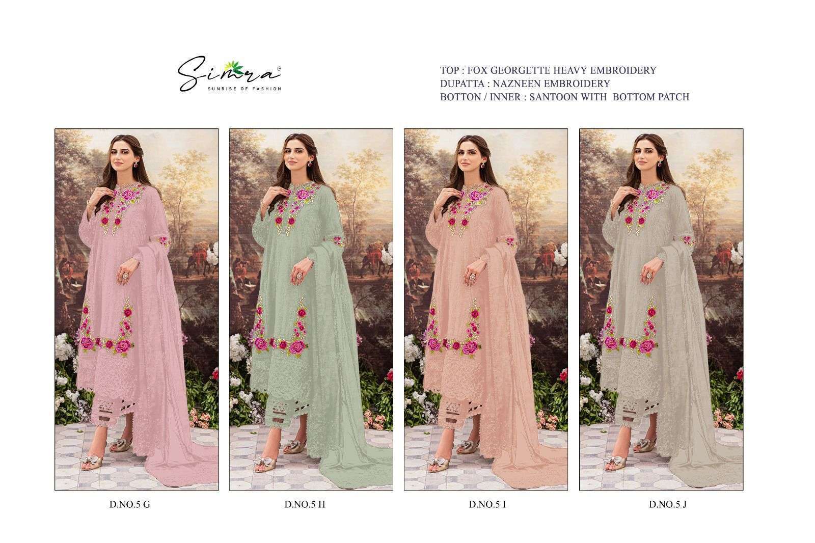 Simra S 5 G To J Georgette Pakistani Salwar Suits wholesale