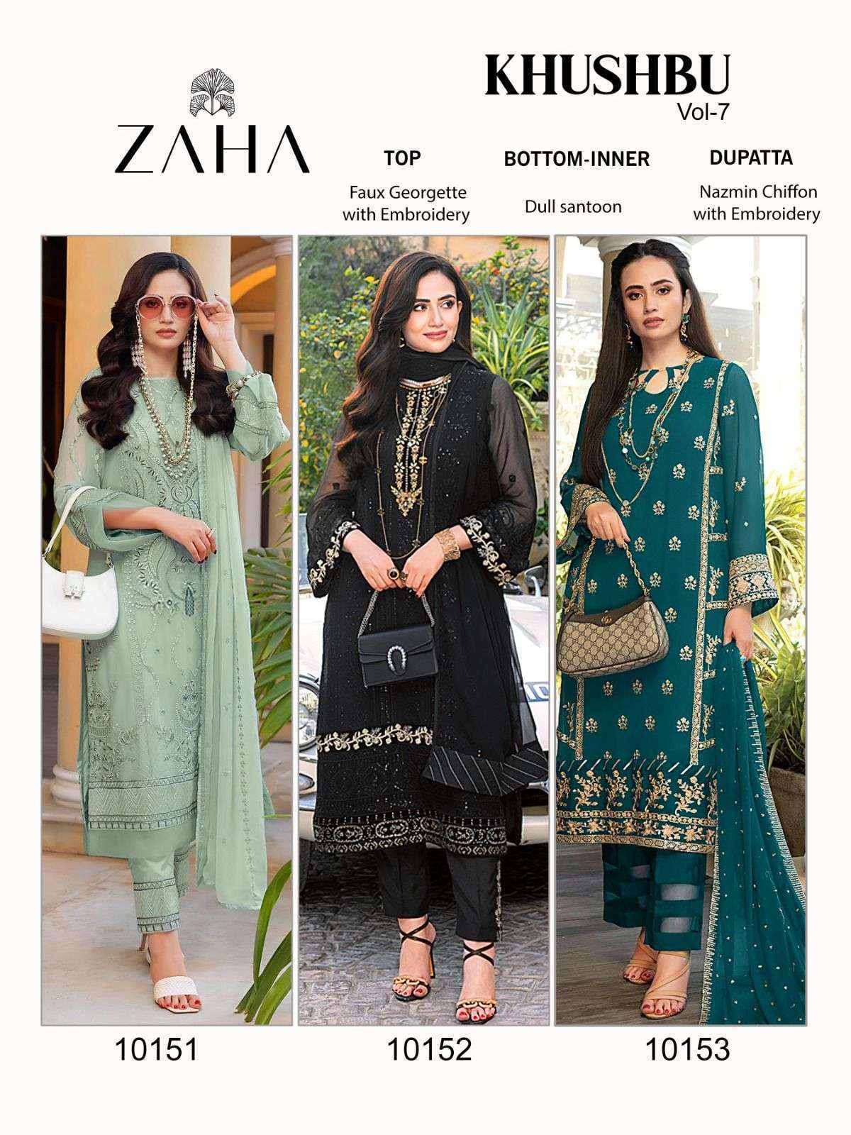 Zaha Khushbu Vol 7 Pakistani Salwar Kameez Wholesale Surat