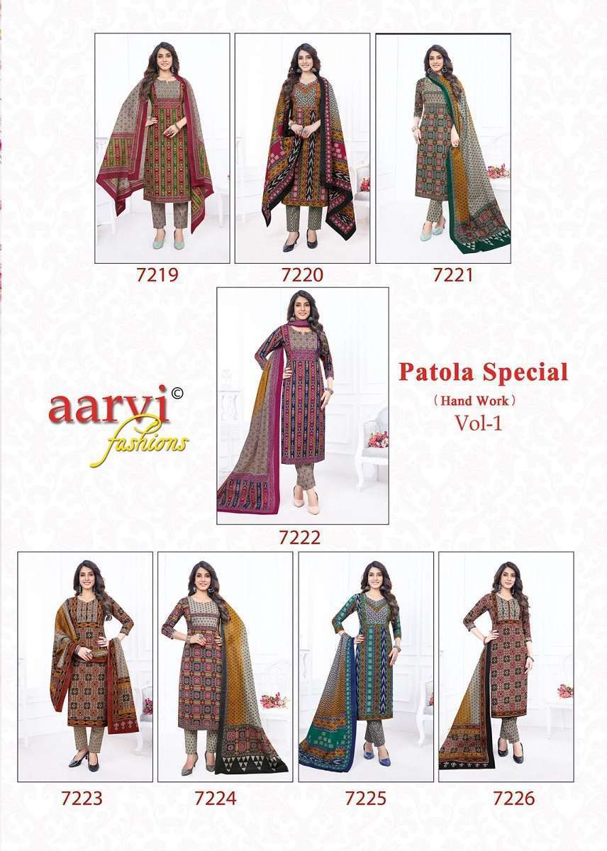 Aarvi Patola Special Vol-1 Cotton Kurti Pant With Dupatta Wholesale collection in india