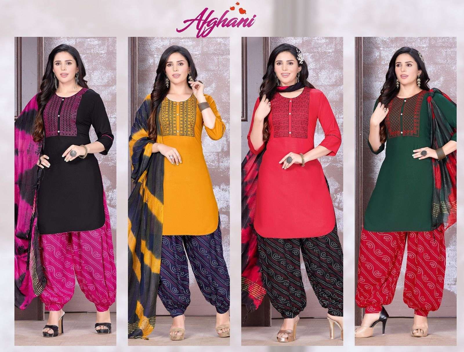 Beauty Queen Afghani Heavy 14 Kg Rayon With Embroidery Work Kurti Wholesale  manufacture in india