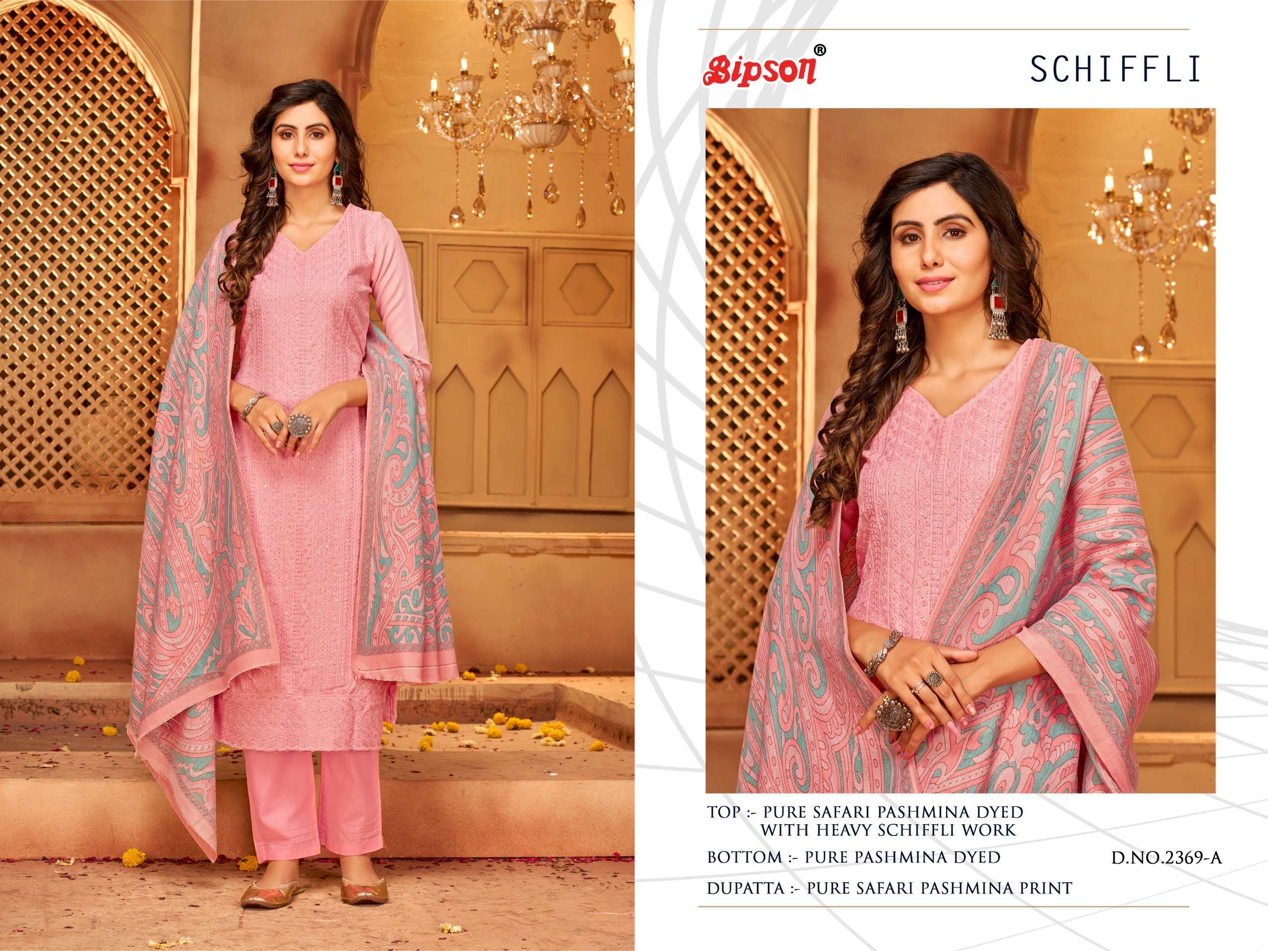 Bipson Schiffli 2369 Pure Safari Dress Material Dress Chiffon wholesale in india