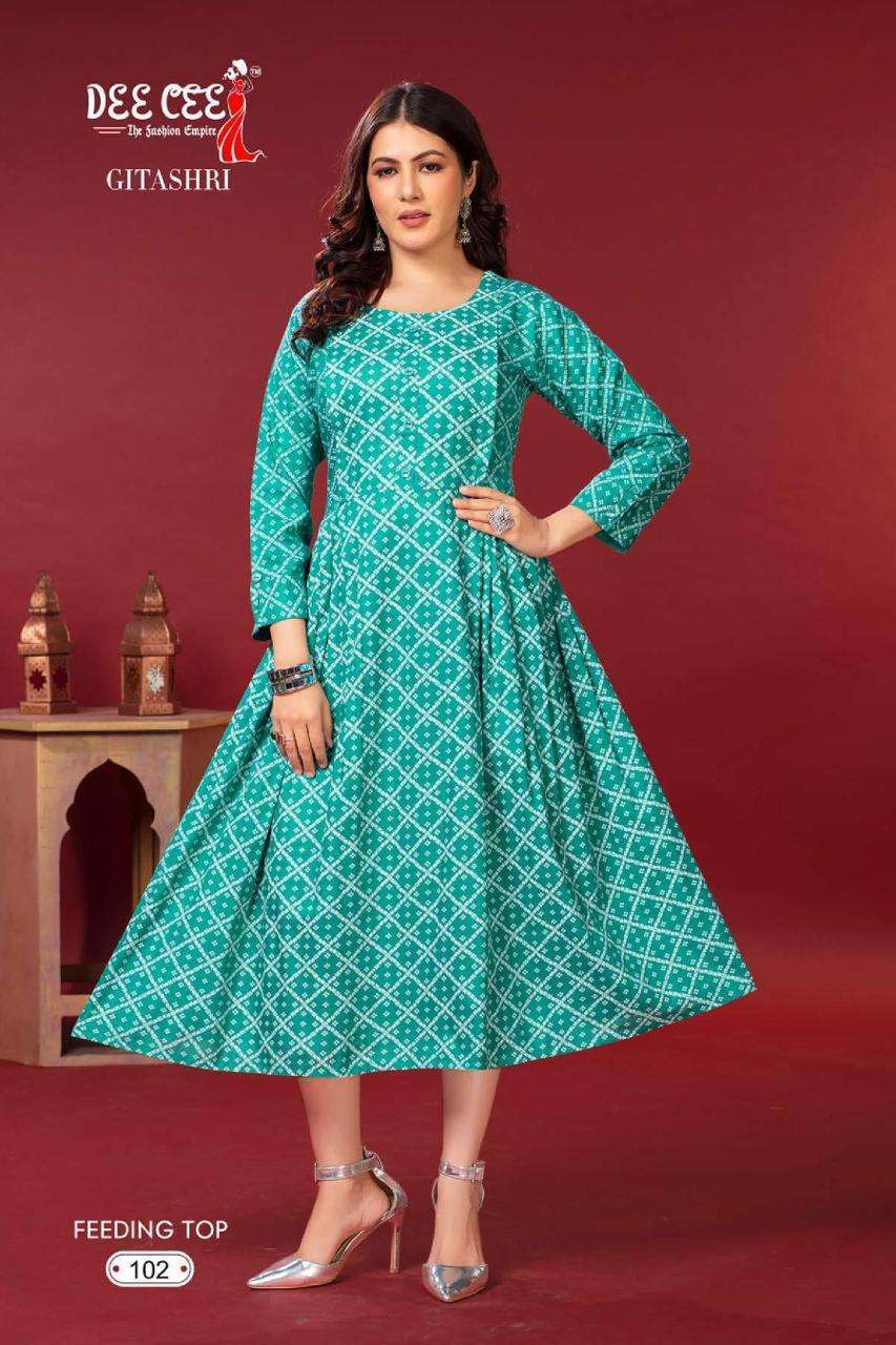 Deecee Gitashri Heavy Rayon Print Feeding Kurti Wholesale manufacture in india