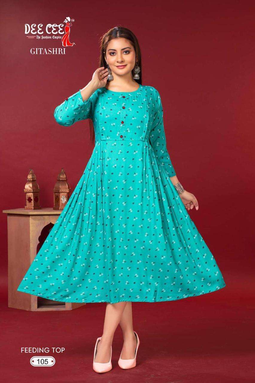 Deecee Gitashri Heavy Rayon Print Feeding Kurti Wholesale manufacture in india