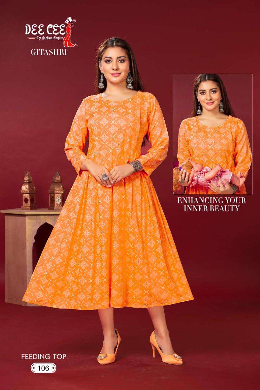 Deecee Gitashri Heavy Rayon Print Feeding Kurti Wholesale manufacture in india
