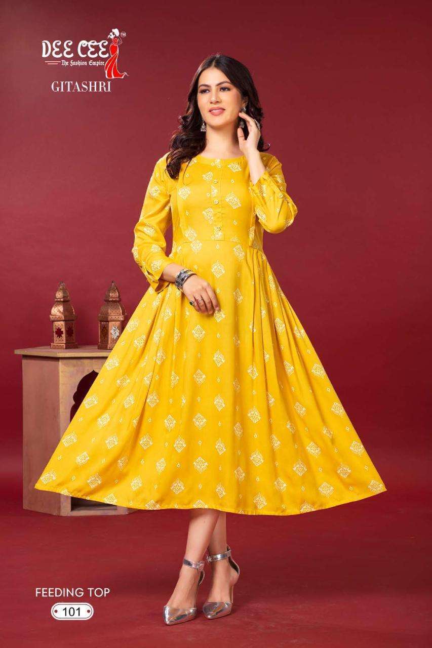 Deecee Gitashri Heavy Rayon Print Feeding Kurti Wholesale manufacture in india