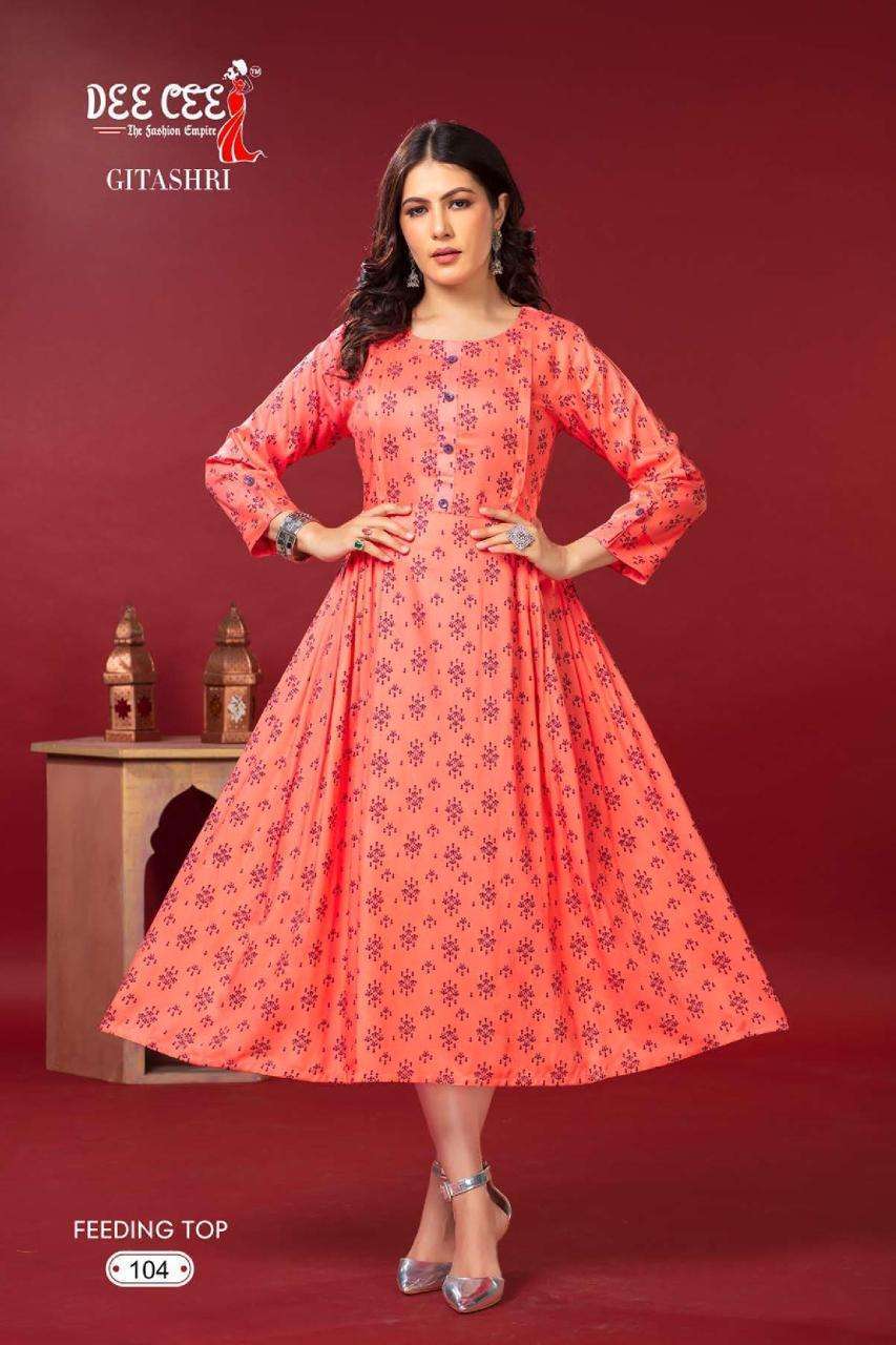 Deecee Gitashri Heavy Rayon Print Feeding Kurti Wholesale manufacture in india