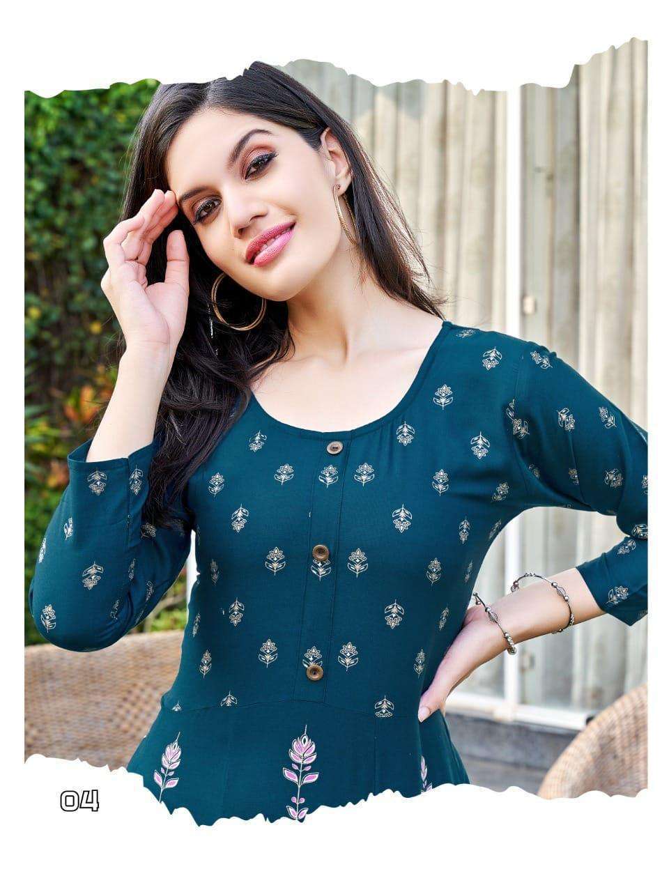 Hirwa Katrina Anarkali Kurti Wholesale Market in surat